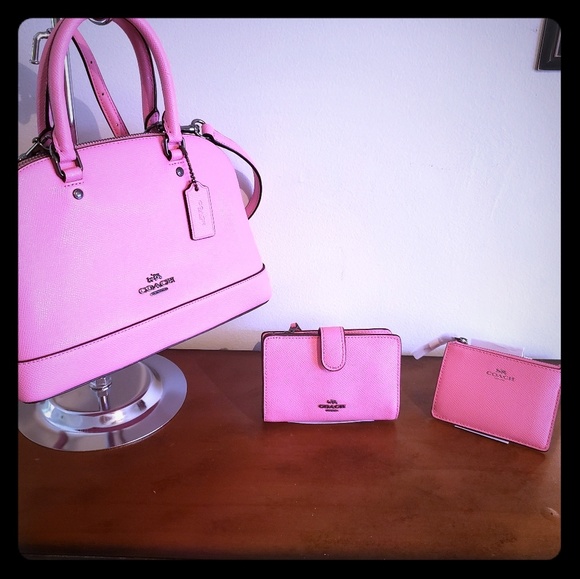 Coach Handbags - Coach neon pink purse wallet set F28718/F11484/F12